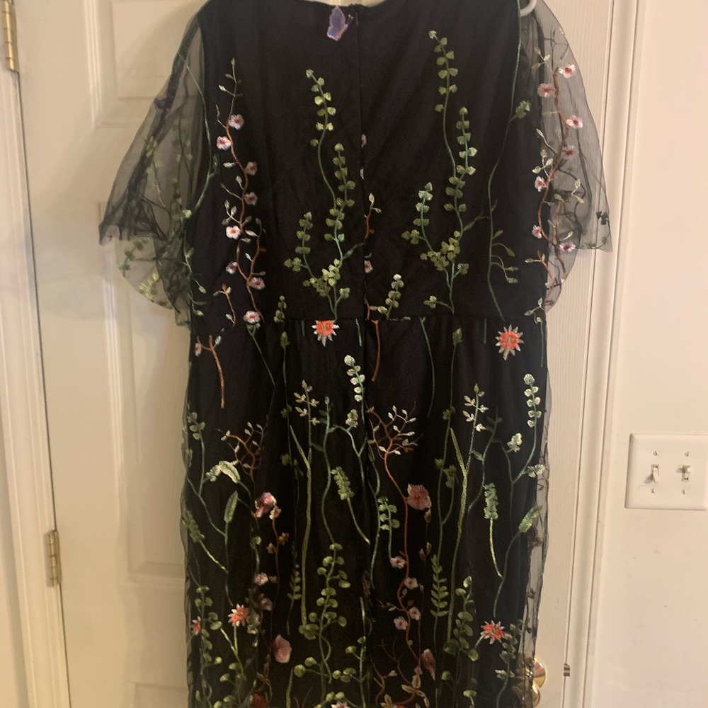 Beautiful black dress with sheer over and flowers